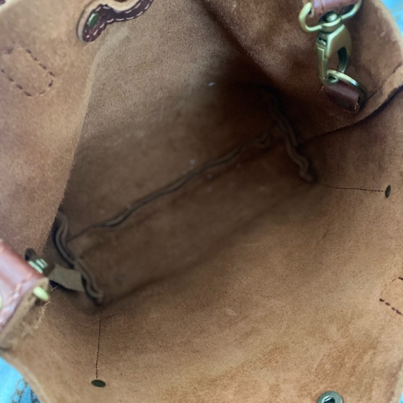 Portland nutmeg Leather mini crossbody Tote - Picture 10 of 13